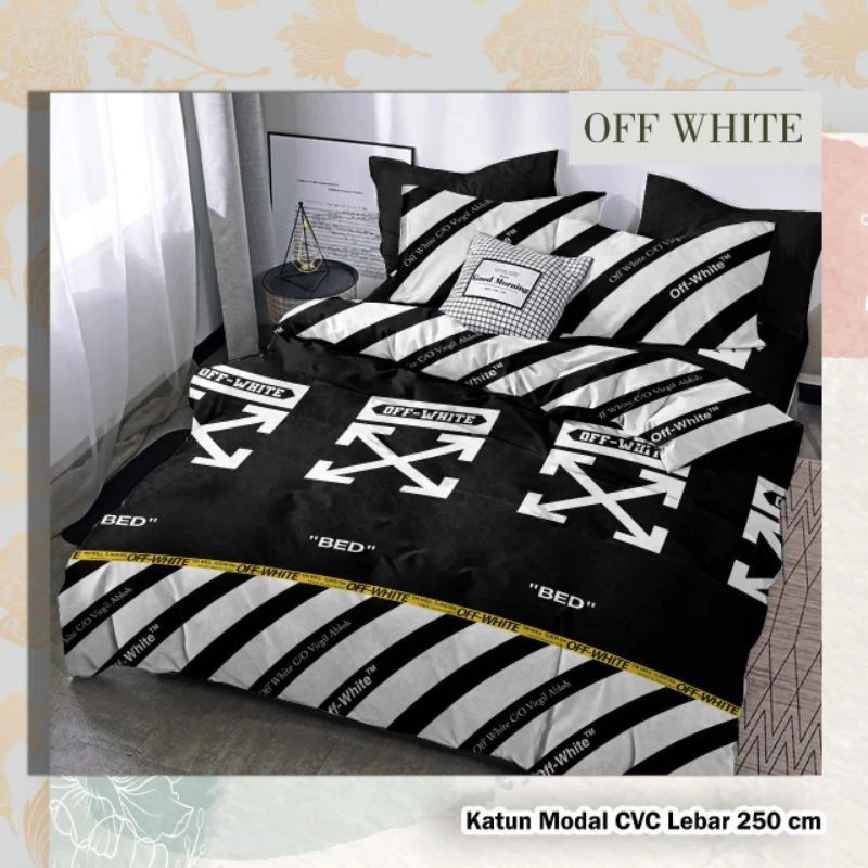 Sprei Katun Lokal Motif Off White (2)